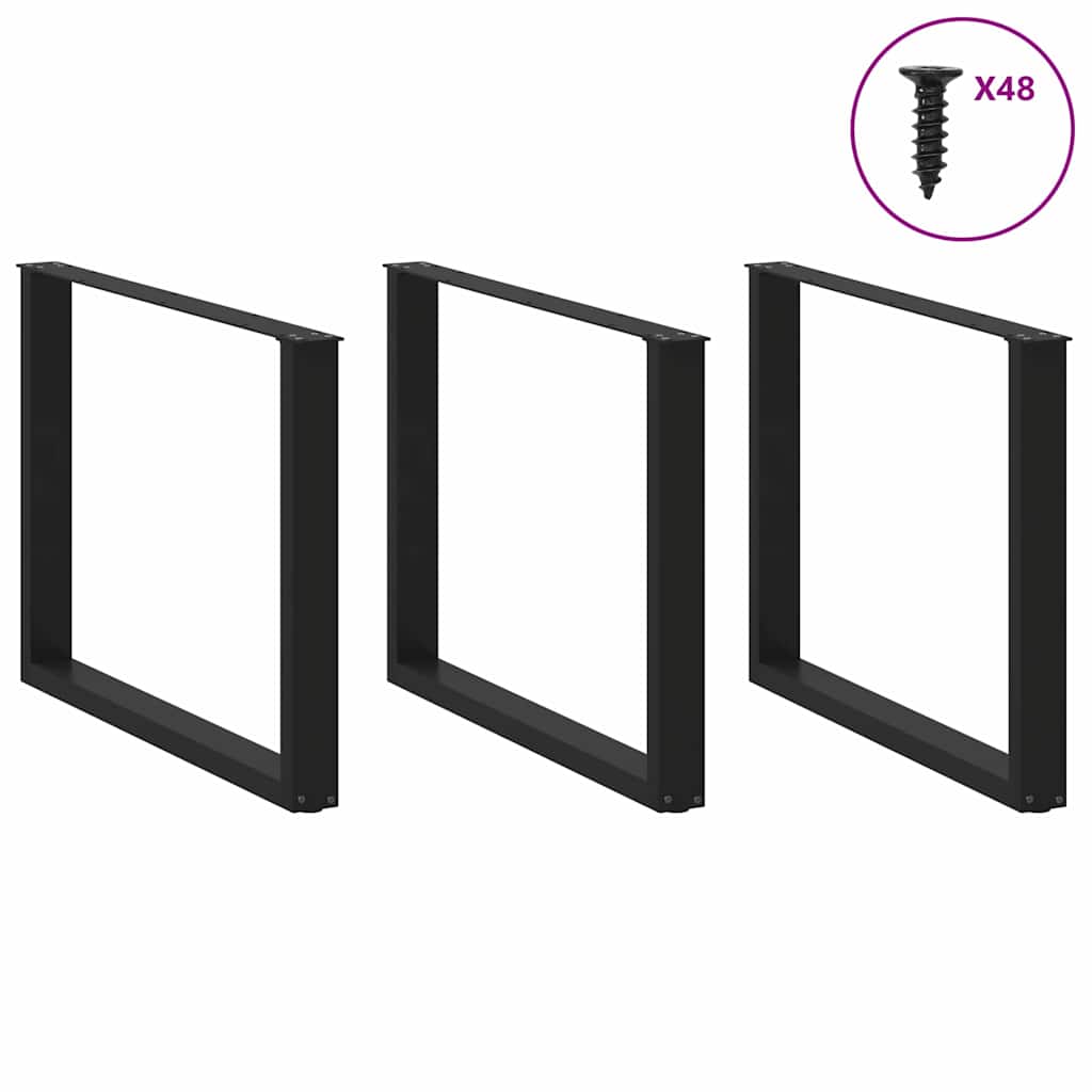 Thumbnail - vidaXL Esstischbeine U-Form 3 Stk. Schwarz 100x(72-73) cm Stahl