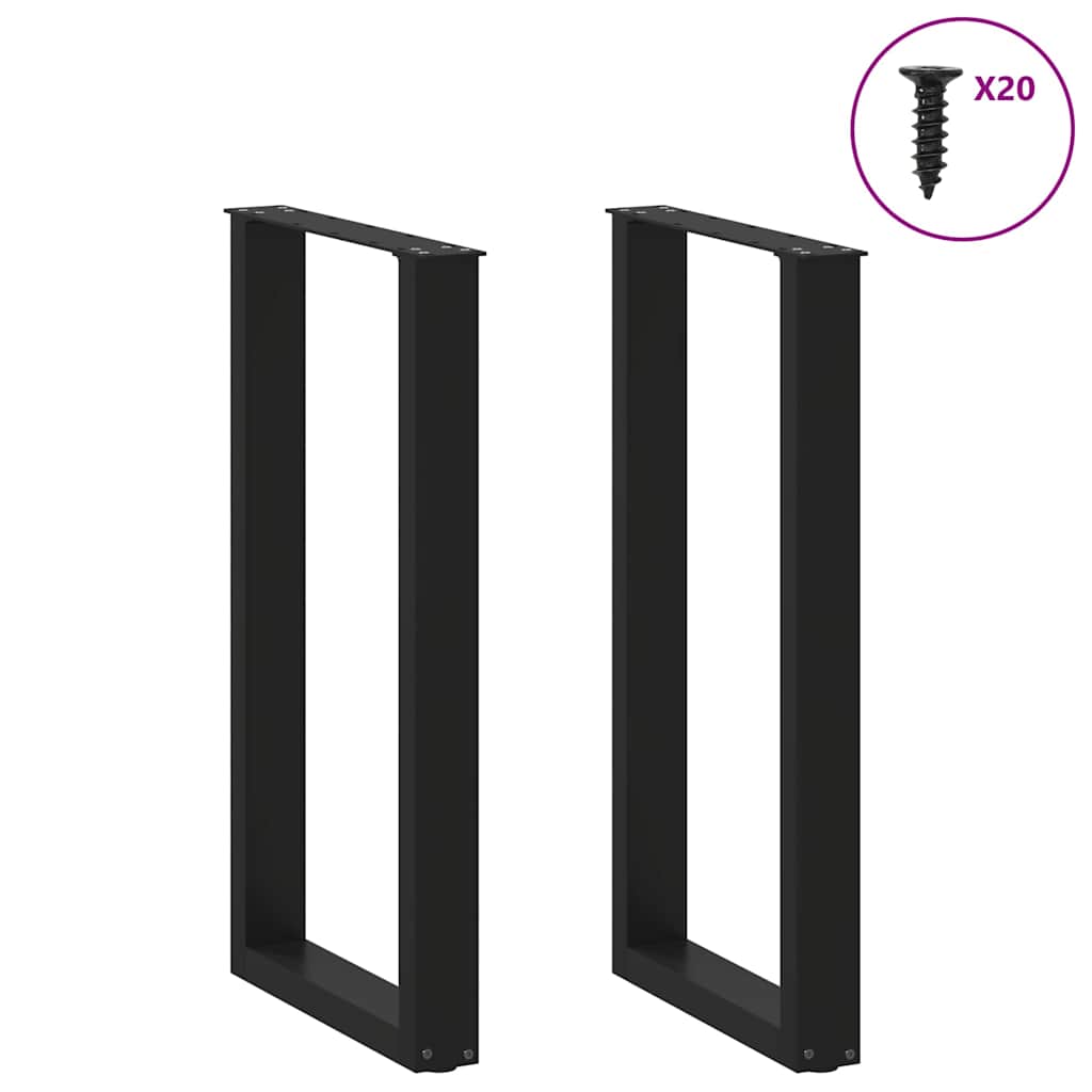 Thumbnail - vidaXL Bartischbeine U-Form 2 Stk. Schwarz 40x(90-91) cm Stahl