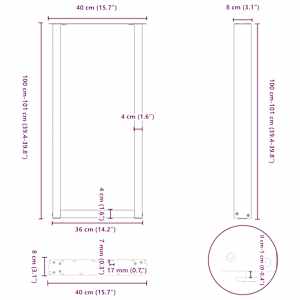 Nohy barového stolu ve tvaru U 2 ks antracitové 40 x (100-101) cm ocelové - obrázek 10