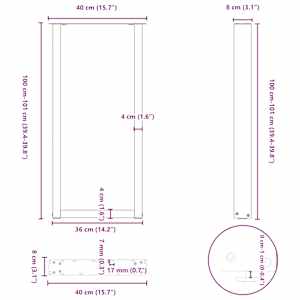 Nohy barového stolu ve tvaru U 2 ks přírodní ocel 40 x (100-101) cm ocel - obrázek 10