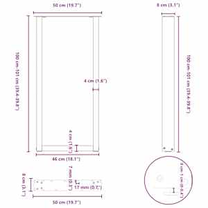 Nohy barového stolu ve tvaru U 2 ks antracitové 50 x (100-101) cm ocelové - obrázek 10