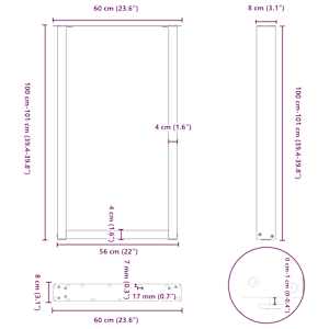 Nohy barového stolu ve tvaru U 2 ks přírodní ocel 60 x (100-101) cm ocel - obrázek 10