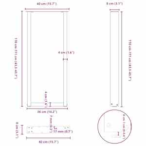 Nohy barového stolu ve tvaru U 2 ks antracitové 40 x (110-111) cm ocelové - obrázek 10