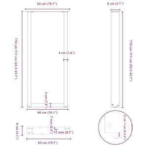 Nohy barového stolu ve tvaru U 2 ks přírodní ocel 50 x (110-111) cm ocel - obrázek 10