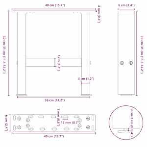 Nohy konferenčního stolku z přírodní oceli 2 ks 40 x (30-31) cm ocel - obrázek 10