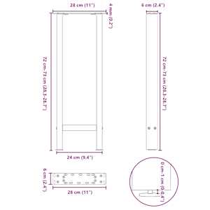 Nohy konzolového stolku antracitové 2 ks 28 x (72-73) cm ocelové - obrázek 10
