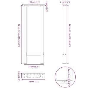 Nohy konzolového stolku z přírodní oceli 2 ks 28 x (72-73) cm ocel - obrázek 10