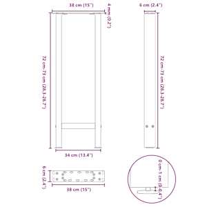 Nohy konzolového stolku černé 2 ks 38 x (72-73) cm ocelové - obrázek 10