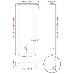 Nohy k barovému stolu antracitové 2 ks 40 x (100-101) cm ocelové - obrázek 10