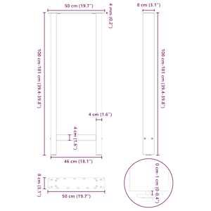 Nohy k barovému stolu antracitové 2 ks 50 x (100-101) cm ocelové - obrázek 10