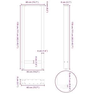 Nohy k barovému stolu antracitové 2 ks 40 x (110-111) cm ocelové - obrázek 10