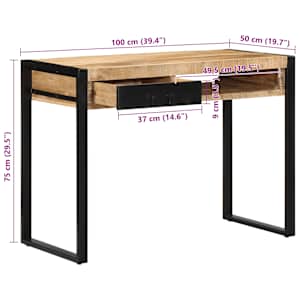 Psací stůl 100x50x75 cm masivní hrubé mangovníkové dřevo - obrázek 10