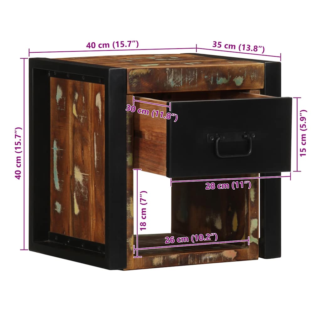 Noční skříňka Multicolour 40x35x40 cm Masivní dřevo Reclaimed - obrázek 14