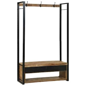 vidaXL Riidepuu sahtliga riiuliga Pruun 110 x 40 x 179 cm Mangopuit