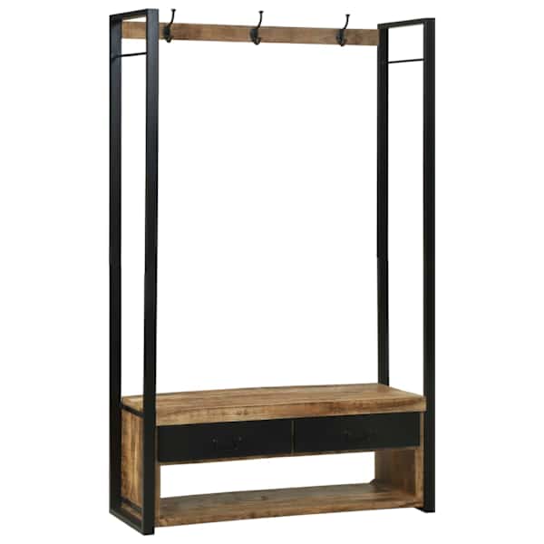vidaXL Riidepuu sahtliga riiuliga Pruun 110 x 40 x 179 cm Mangopuit