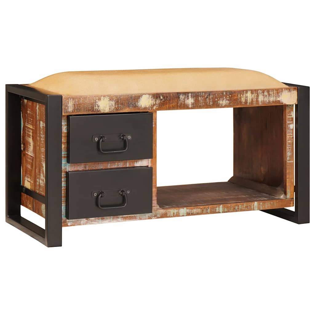 Banc de Rangement Multicolore 80x35x40 cm Bois Recyclé Massif