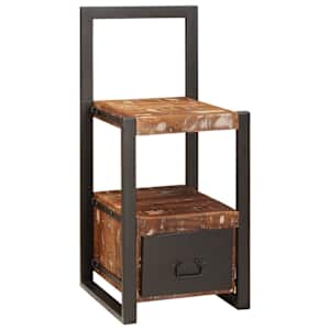 Stojalo za oblačila s predalom večbarvno Trdna obnovljena les