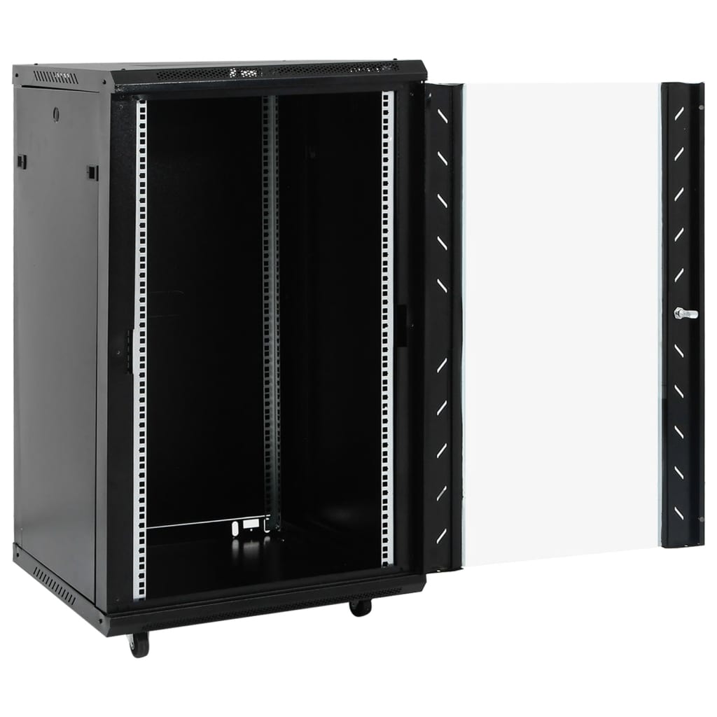 vidaXL 15U Nástenná serverová skriňa 19" IP20 čierna 60x60x100 cm
