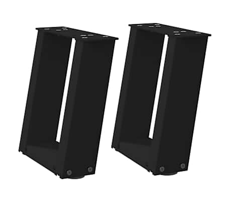 vidaXL Couchtischbeine U-Form 2 Stk. Schwarz 30x(30-31) cm Stahl
