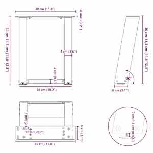 Nohy konferenčního stolku ve tvaru U, 2 ks, černé, 30 x (30-31) cm, ocel - obrázek 10