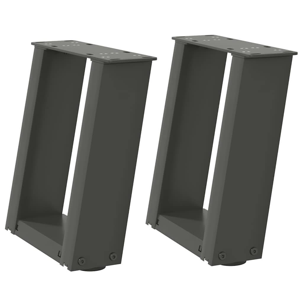 vidaXL Salontafelpoten 2 st U-vormig 30x(30-31) cm staal antraciet afbeelding
