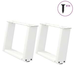 vidaXL kohvilaua jalad U-kujulised 2 tk valged 40 x (30-31) cm terasest