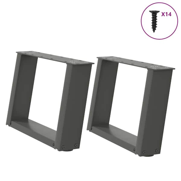 vidaXL kohvilaua jalad U-kujulised 2 tk, antratsiithall, 40 x (30-31) cm, teras