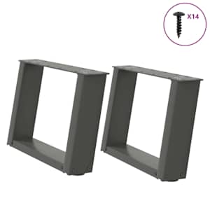 Nohy konferenčního stolku ve tvaru U 2 ks antracitové 50 x (30-31) cm ocelové - obrázek 1