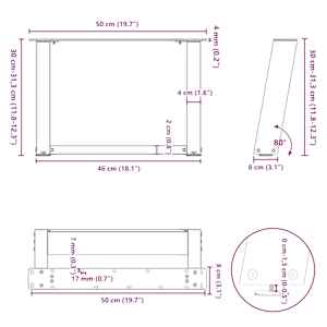 Nohy konferenčního stolku ve tvaru U 2 ks antracitové 50 x (30-31) cm ocelové - obrázek 10