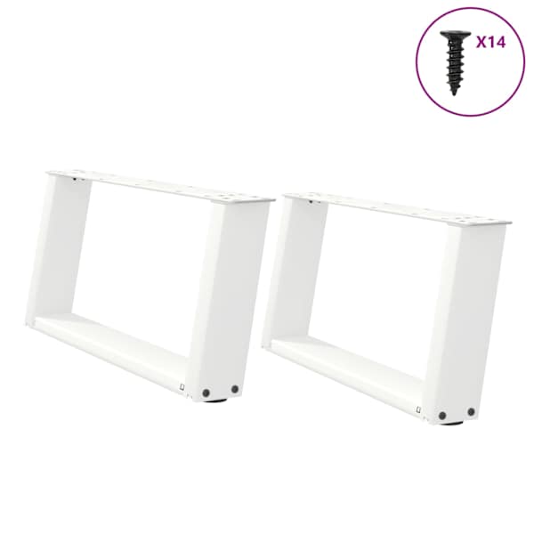 vidaXL kohvilaua jalad U-kujulised, 2 tk, valged, 70 x (30&ndash;31) cm, teras