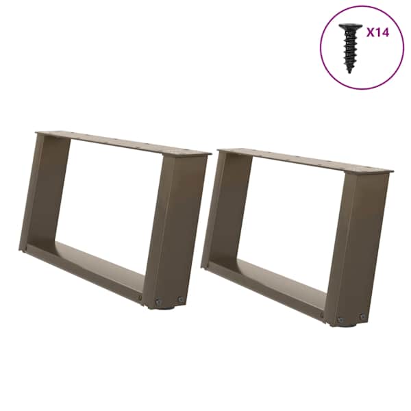vidaXL kohvilaua jalad U-kujulised, 2 tk, naturaalne teras, 70 x (30&ndash;31) cm, teras