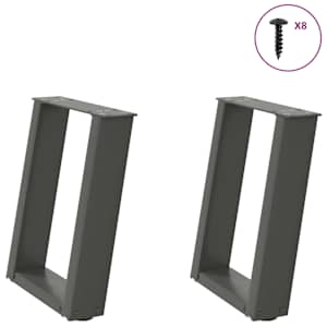 Nohy konferenčního stolku ve tvaru U 2 ks antracitové 28 x (42-43) cm ocelové - obrázek 1