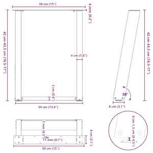 Nohy konferenčního stolku ve tvaru U, 2 ks, černé, 38 x (42-43) cm, ocel - obrázek 10