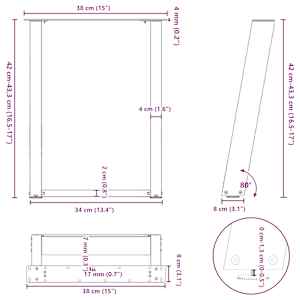 Nohy konferenčního stolku ve tvaru U, 2 ks, bílé, 38 x (42-43) cm, ocel - obrázek 10