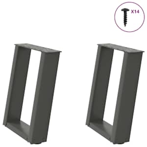 Nohy konferenčního stolku ve tvaru U 2 ks antracitové 38 x (42-43) cm ocelové - obrázek 1