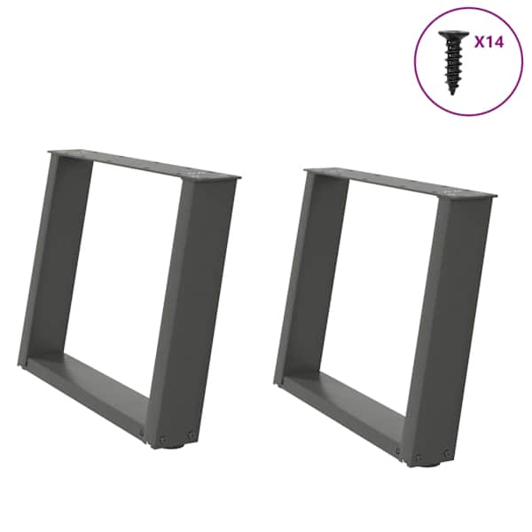 vidaXL kohvilaua jalad U-kujulised 2 tk, antratsiithall, 60 x (42-43) cm, teras