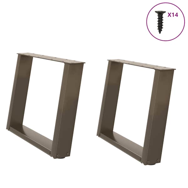 vidaXL kohvilaua jalad U-kujulised 2 tk, naturaalne teras, 60 x (42&ndash;43) cm, teras
