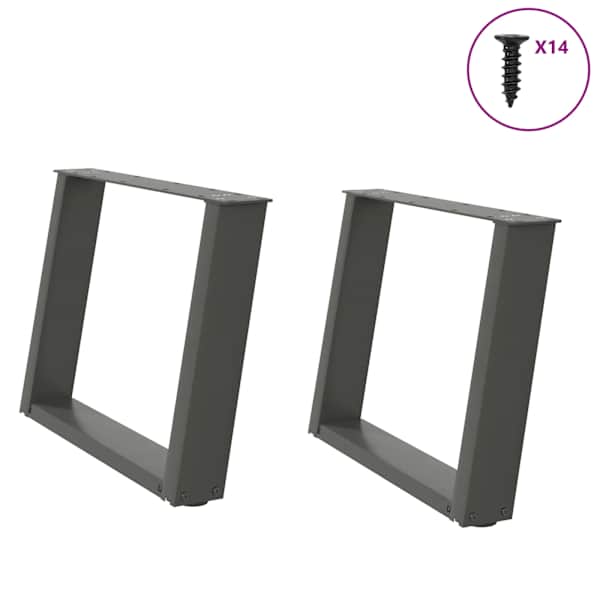 vidaXL kohvilaua jalad U-kujulised 2 tk, antratsiithall, 70 x (42-43) cm, teras