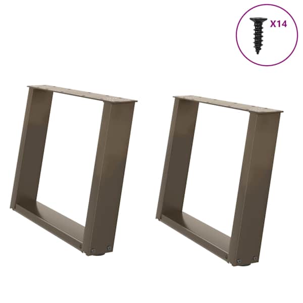 vidaXL kohvilaua jalad U-kujulised 2 tk, naturaalne teras, 70 x (42&ndash;43) cm, teras