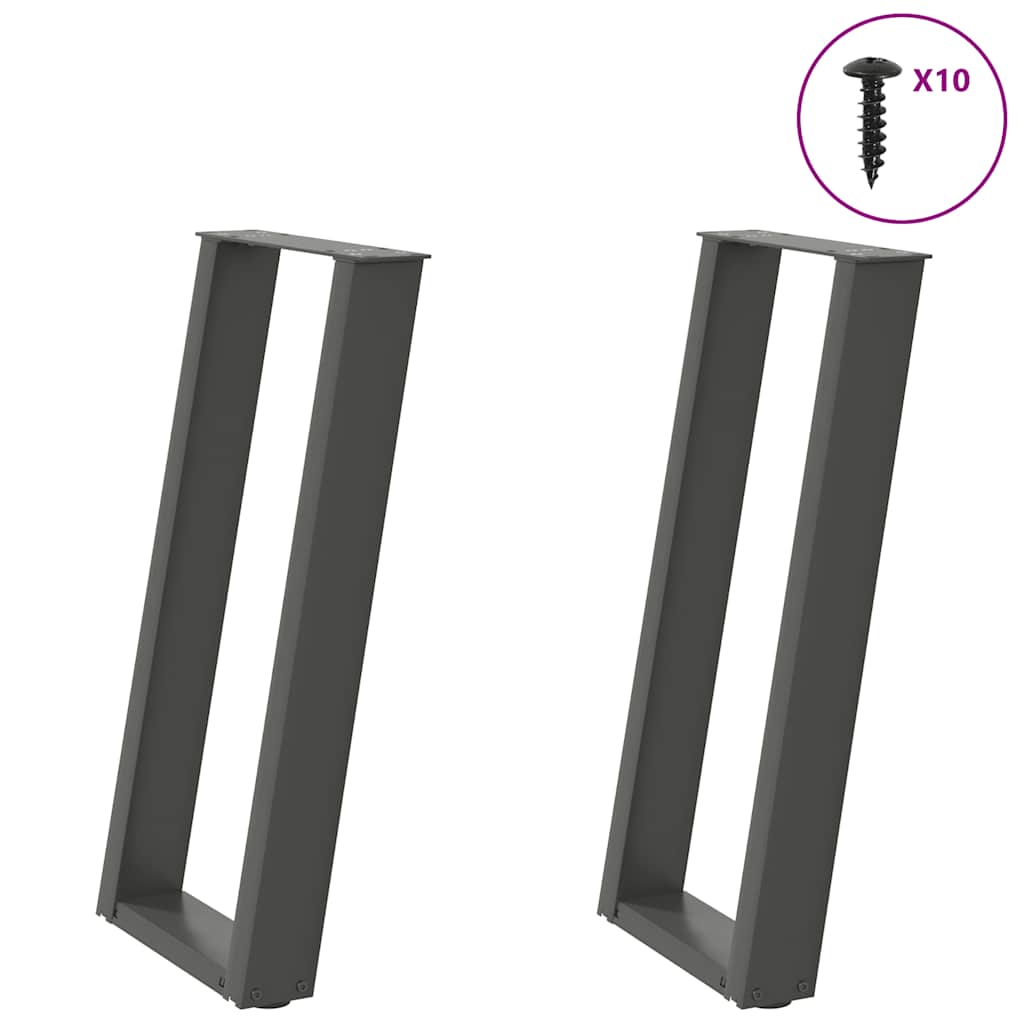 vidaXL Konsolentischbeine U-Form 2 Stk. Anthrazit 28x(72-73) cm Stahl