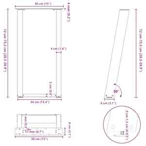 Nohy konzolového stolku ve tvaru U, 2 ks, černé, 38 x (72-73) cm, ocel - obrázek 10