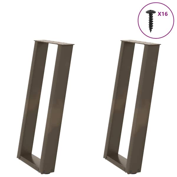 vidaXL konsoollaua jalad U-kujulised, 2 tk, naturaalne teras, 38 x (72&ndash;73) cm, teras