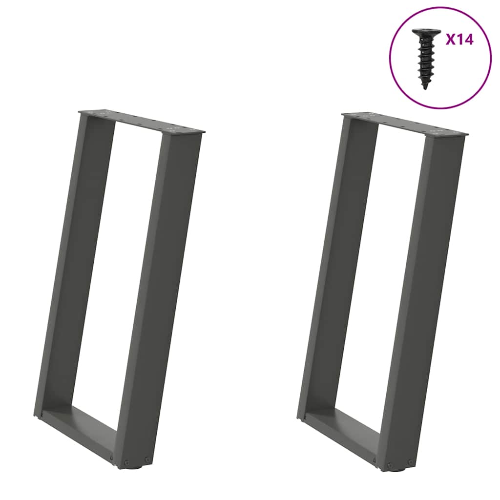 vidaXL Nohy k jídelnímu stolu ve tvaru U 2 ks antracitové 60 x (72-73) cm ocelové