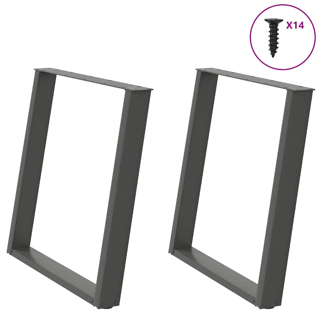 vidaXL Nohy jídelního stolku ve tvaru U 2 ks antracit 70x(72-73) cm