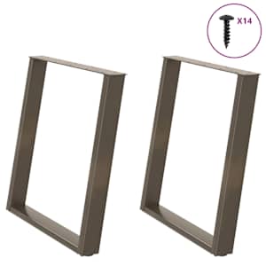 Noge za jedilno mizo v obliki črke U, 2 kosa, naravno jeklo, 80 x (72-73) cm, jeklo