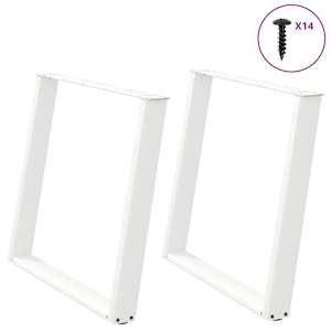 Noge za jedilno mizo v obliki črke U, 2 kosa, bele, 90 x (72-73) cm, jeklo