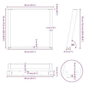 Nohy k jídelnímu stolu ve tvaru U, 2 ks, bílé, 90 x (72-73) cm, ocel - obrázek 10
