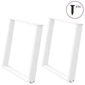 Nohy k jídelnímu stolu ve tvaru U, 2 ks, bílé, 100 x (72-73) cm, ocel - obrázek 1