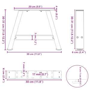 Nohy konferenčního stolku ve tvaru A, 2 ks, černé, 30 x (30-31) cm, ocel - obrázek 10
