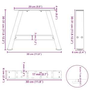 Nohy konferenčního stolku ve tvaru A, 2 ks, bílé, 30 x (30-31) cm, ocel - obrázek 10